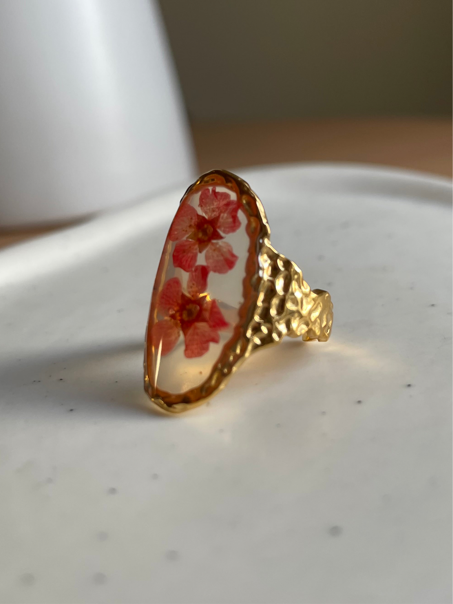 Hibiscus Pressed Flower Ring