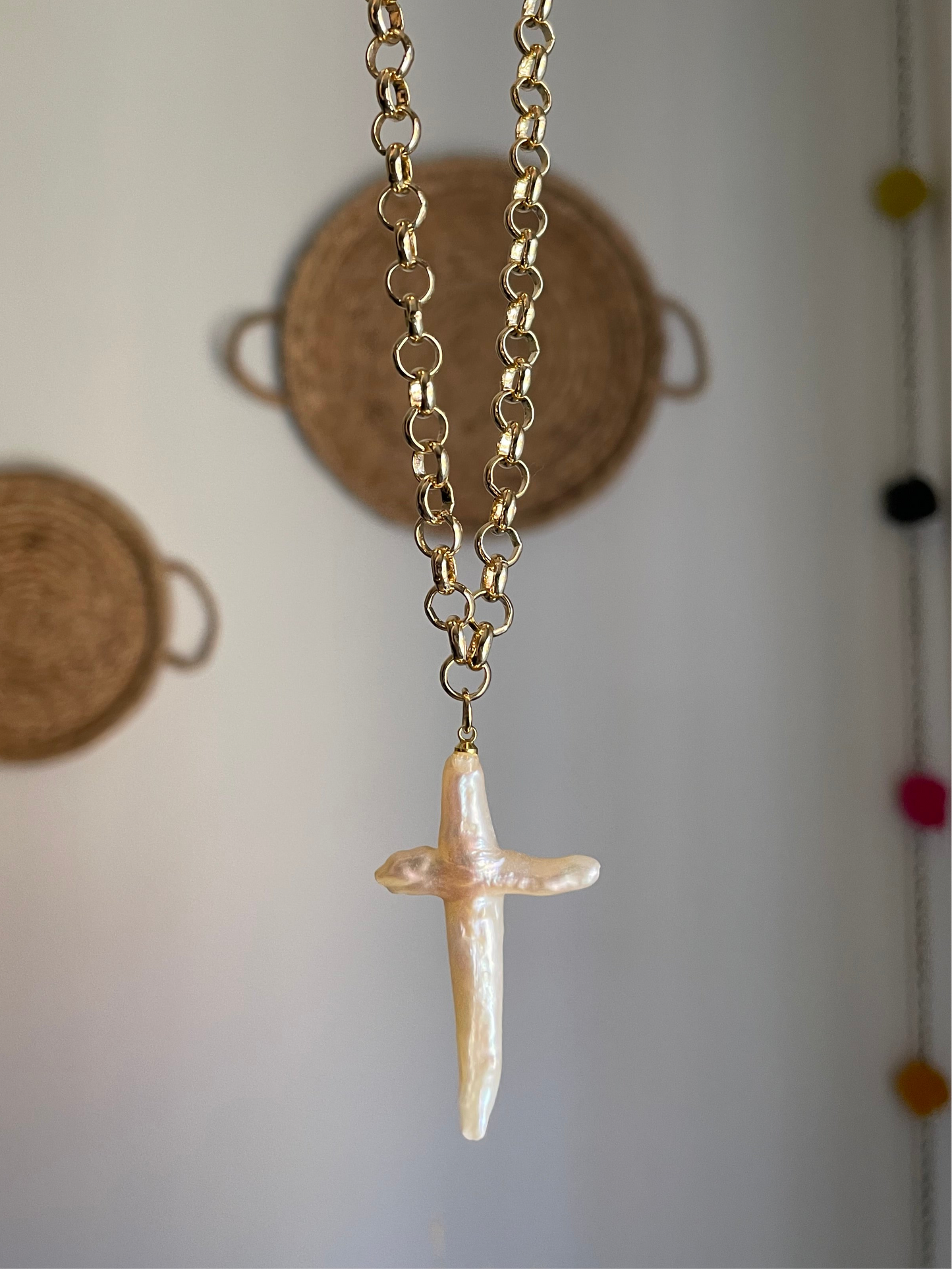 Freshwater Pearl Cross Necklace