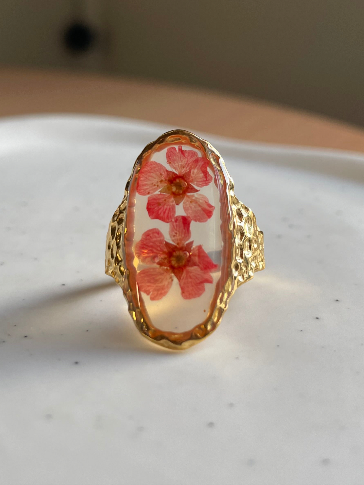 Hibiscus Pressed Flower Ring