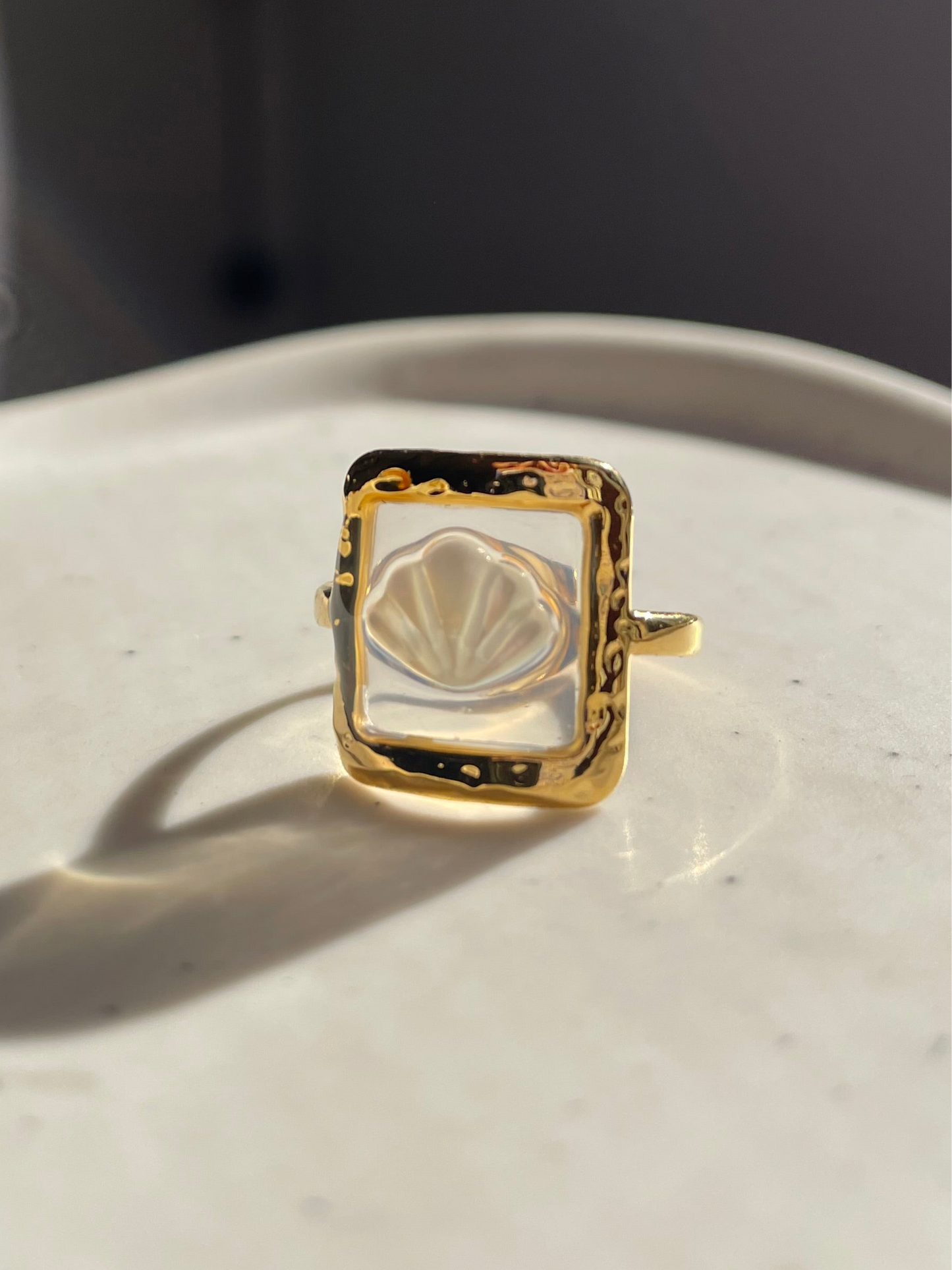 Pearl Sea Shell Transparent Ring
