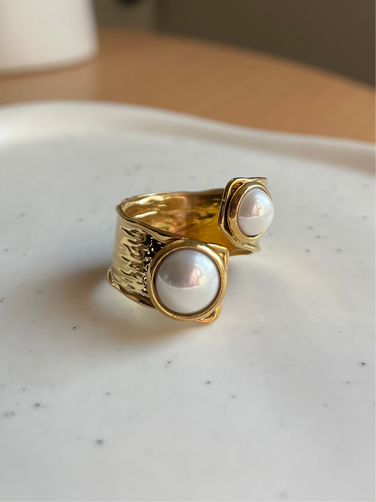 Double Pearl Chunky Ring