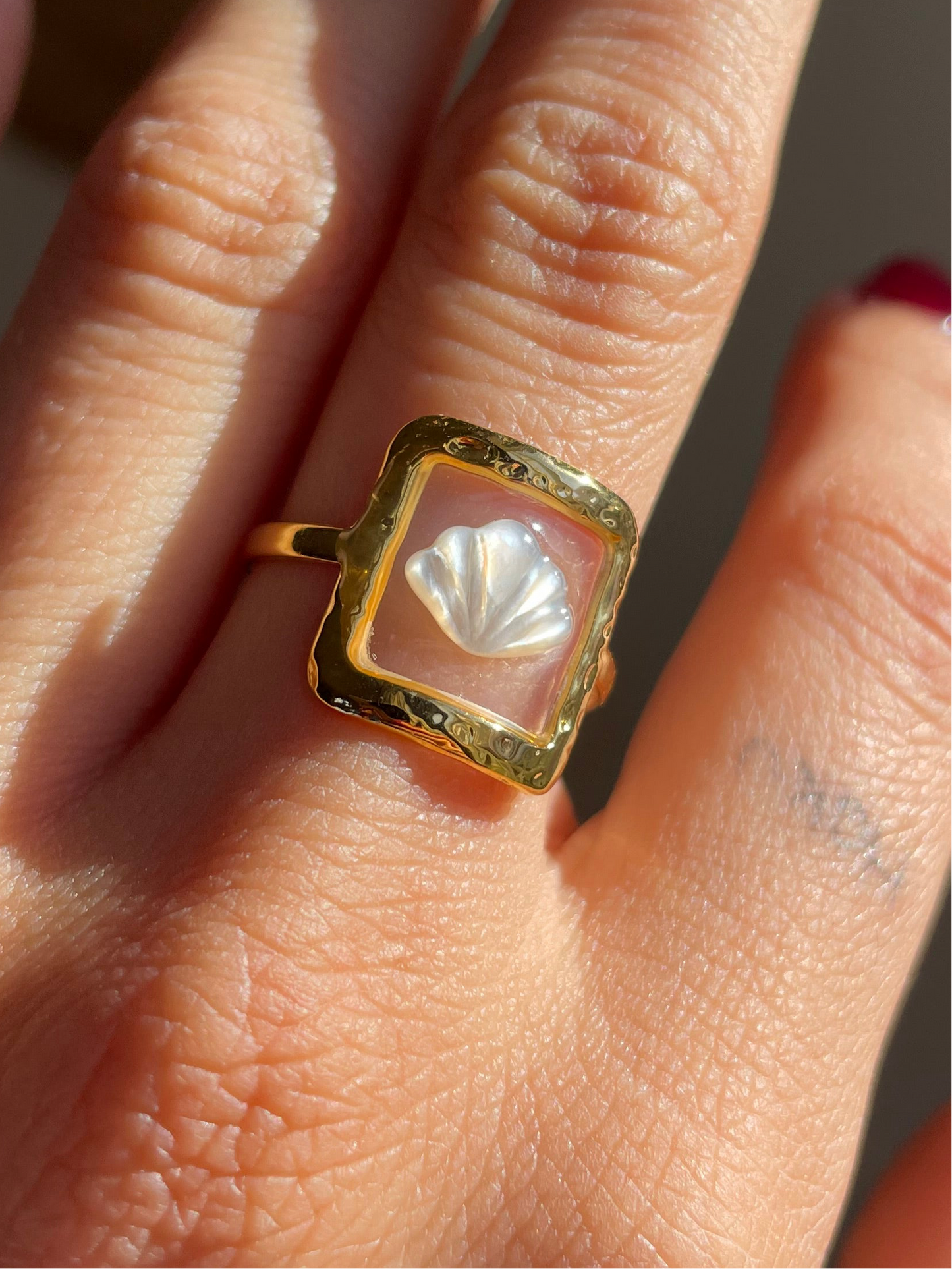 Pearl Sea Shell Transparent Ring