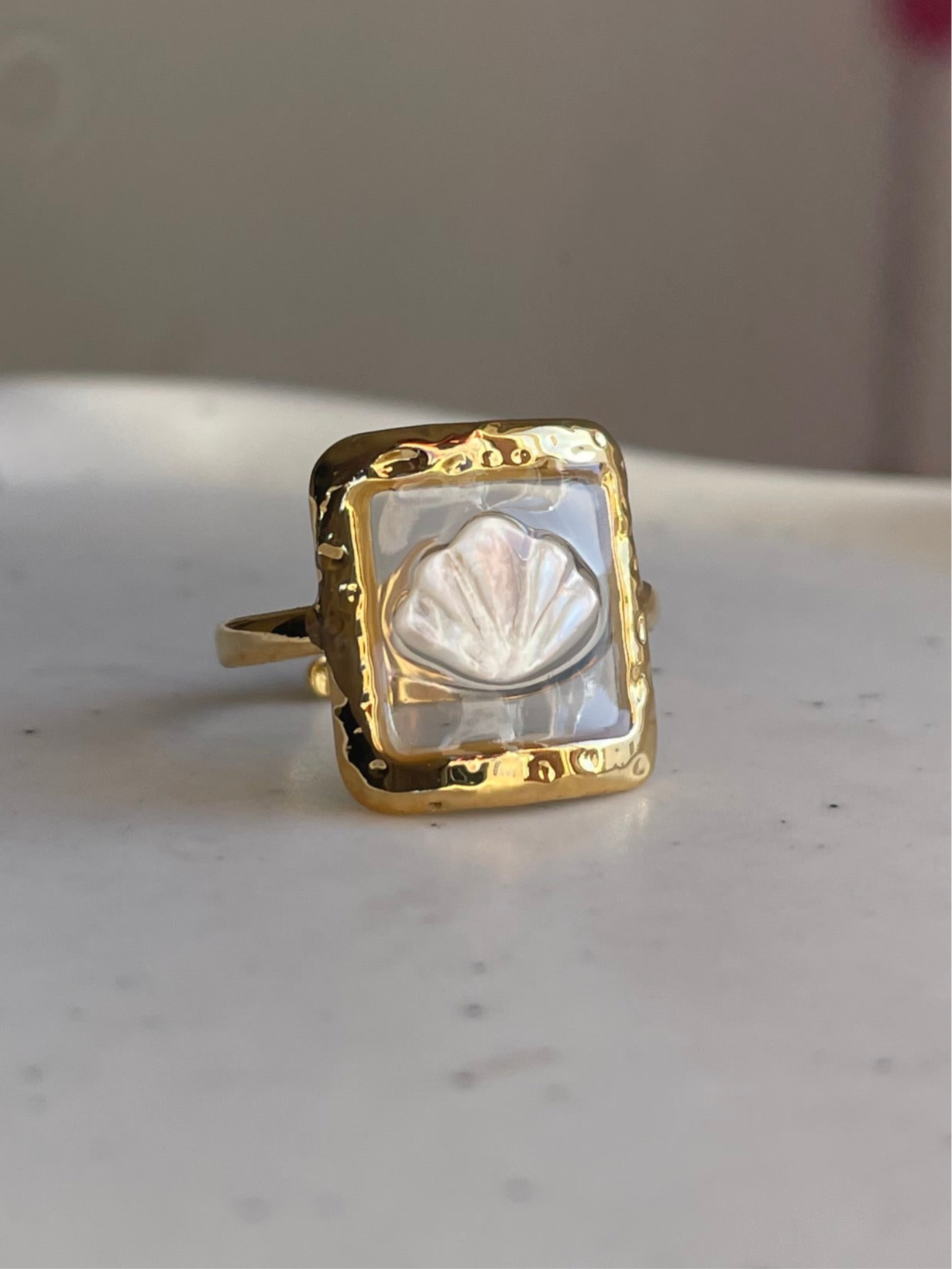 Pearl Sea Shell Transparent Ring