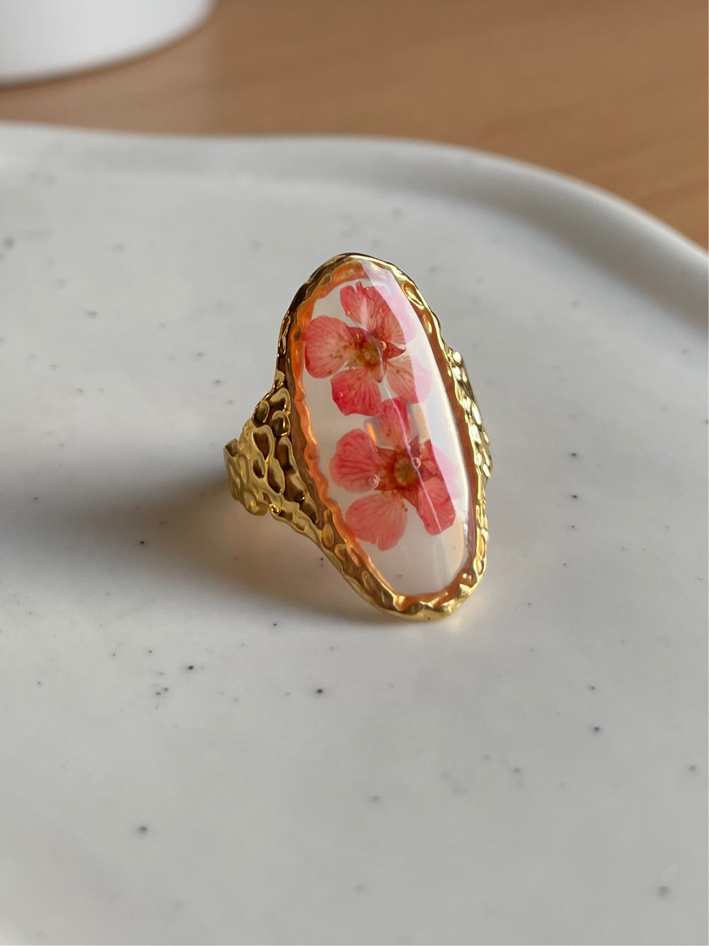 Hibiscus Pressed Flower Ring