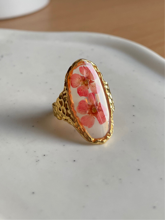 Hibiscus Pressed Flower Ring