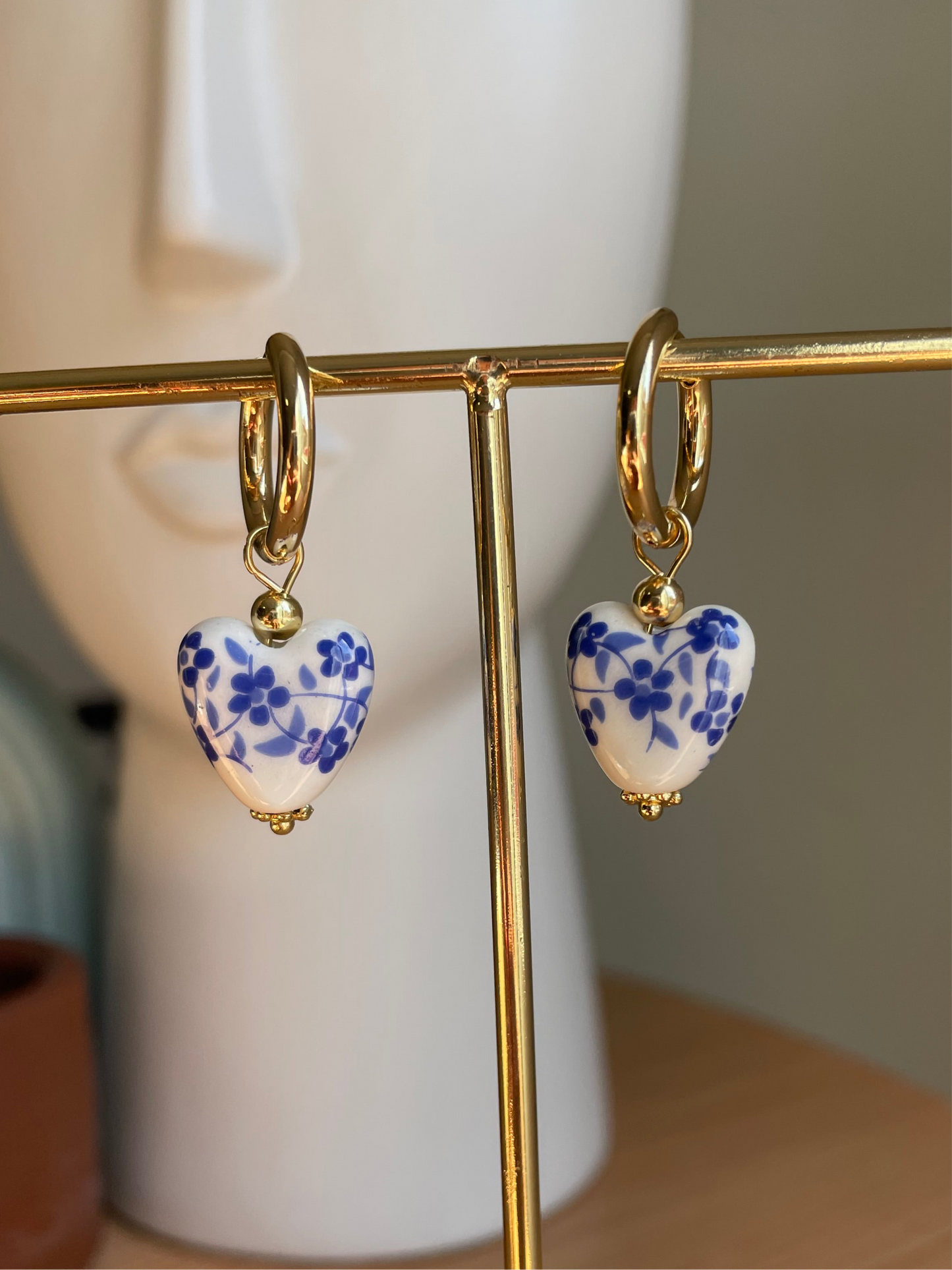 Heart Shape Mediterranean Tile Huggie Hoops