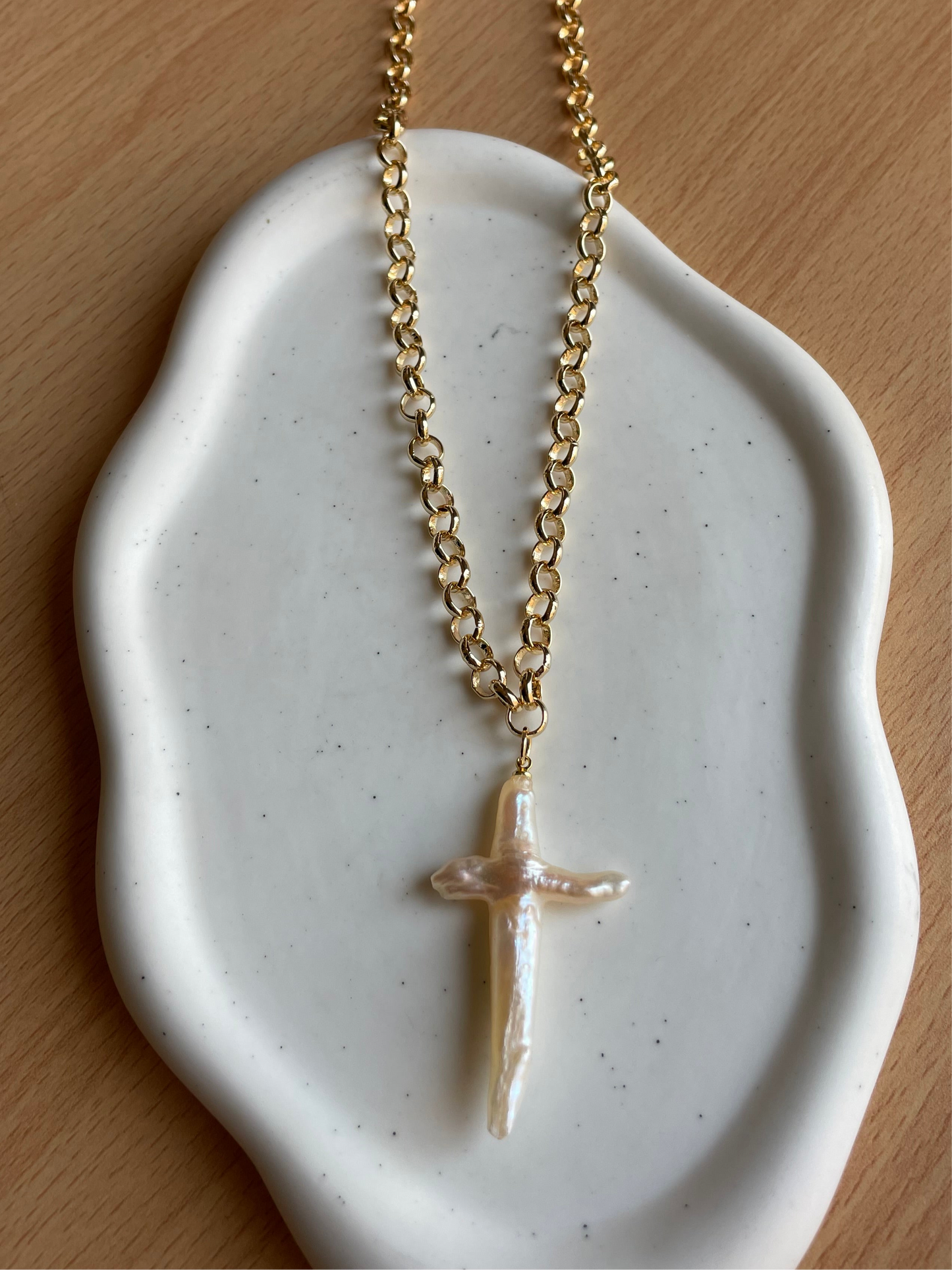 Freshwater Pearl Cross Necklace