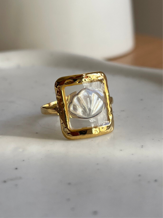 Pearl Sea Shell Transparent Ring