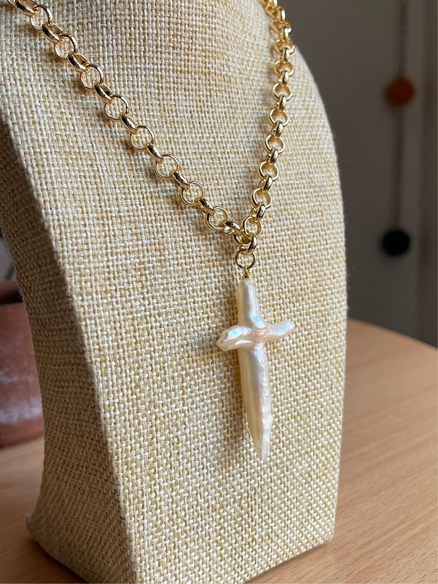 Freshwater Pearl Cross Necklace