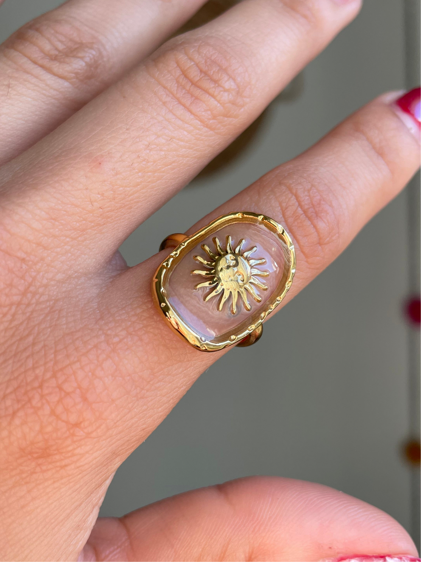 Sunny Face Transparent Ring