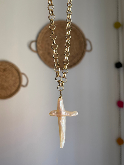 Freshwater Pearl Cross Necklace