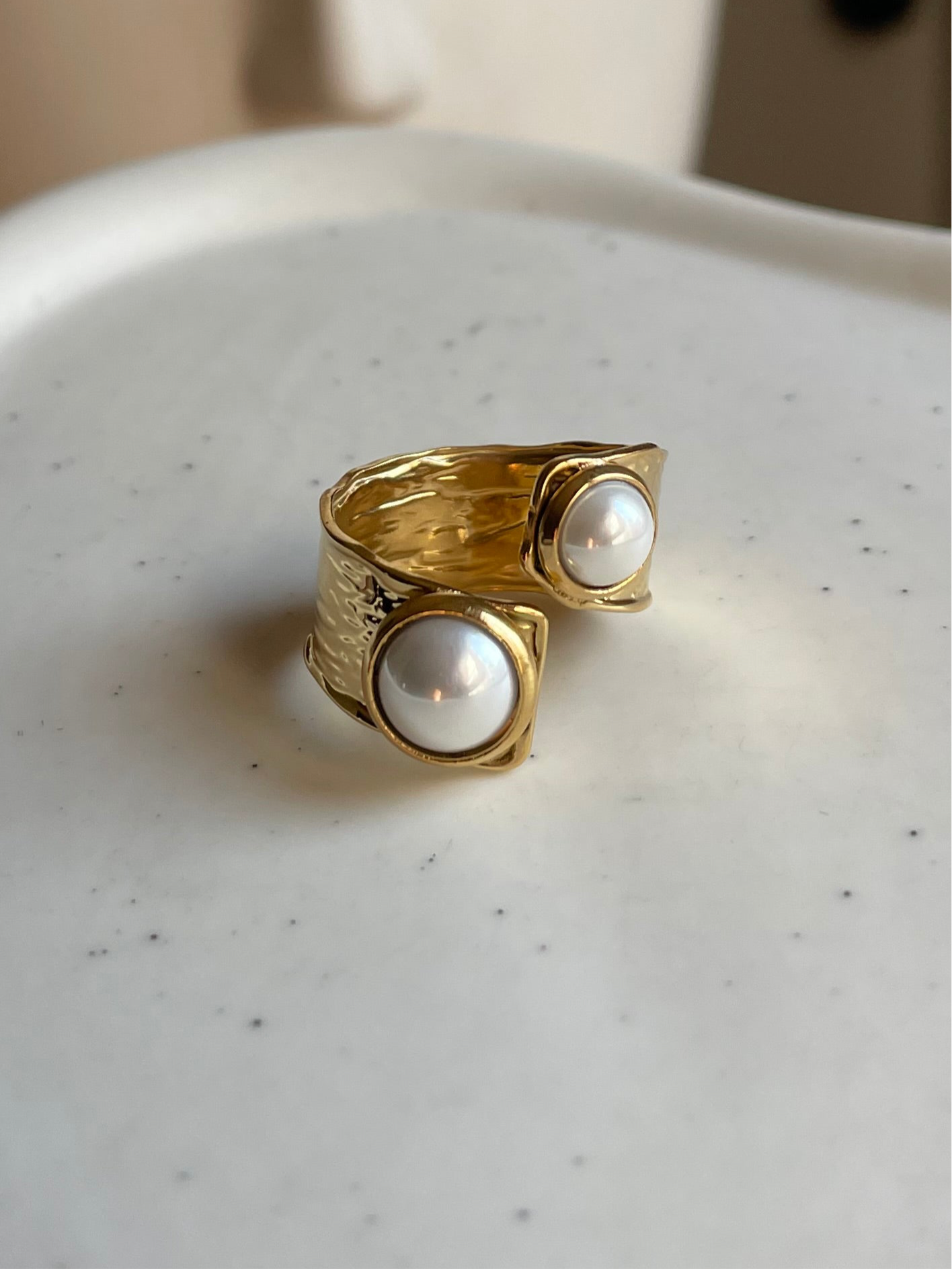 Double Pearl Chunky Ring