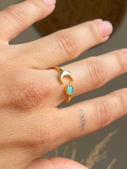 Moon and Opal Ring
